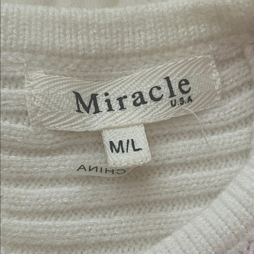 Miracle Cream & Red Heart Knit Sweater w/ Cut Out Back Size M/L - Picture 13 of 16